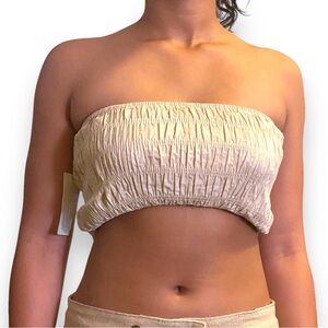 Crescent Beige Ruched Crop Top Women’s Small